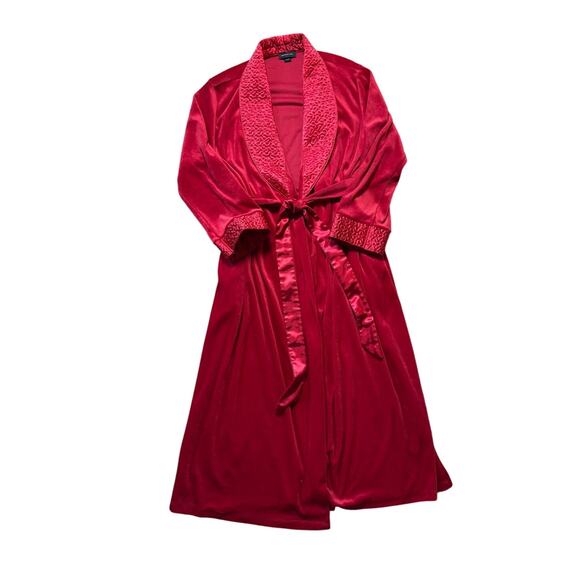 JONES NY Women's Tie waist, Royal Red Velvet WOMEN'S BATHROBE, SIZE L/XL - Picture 3 of 16